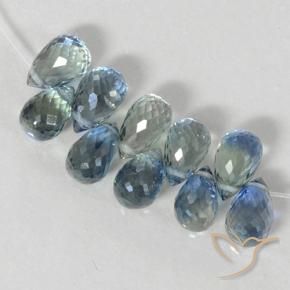 7.25 ctw Blue Sapphire Stones, Natural Sapphire in Briolette with Hole Shape for Sale