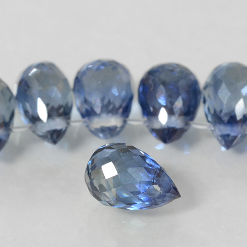 Azul marino Zafiro Gema - 0.5ct Corte Briolette con Agujero (ID: 500804)