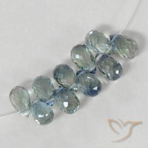 6.03 ctw Blue Sapphire Stones, Natural Sapphire in Briolette with Hole Shape for Sale