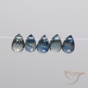 2.21 ctw Blue Sapphire Stones, Natural Sapphire in Briolette with Hole Shape for Sale