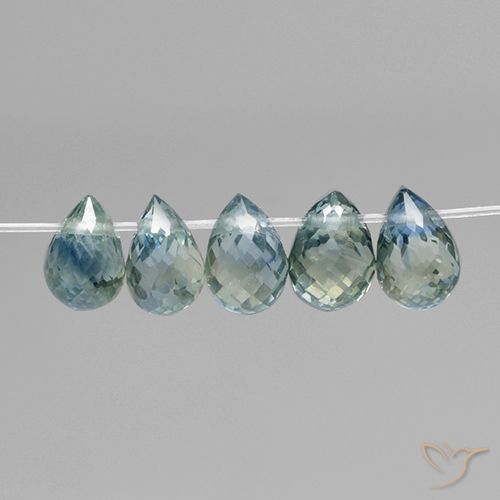 1.97ctw Natural Medium Blue Green Sapphire, Briolette, VS