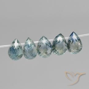Sapphire Gemstones in 4.7 x 3.1 mm Size for Sale, Sapphire Stones in Medium Blue Green Color