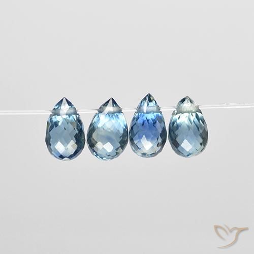 1.96 ctw Blue Sapphire Stones, Natural Sapphire in Briolette with Hole Shape for Sale