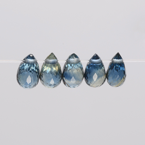 Зеленовато-синий Сапфир Камень - 0.4ct Бриолет с Отверстием (ID: 501581)