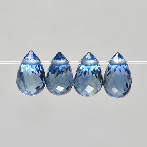 Azul pastel Zafiro Gema - 0.5ct Corte Briolette con Agujero (ID: 501643)