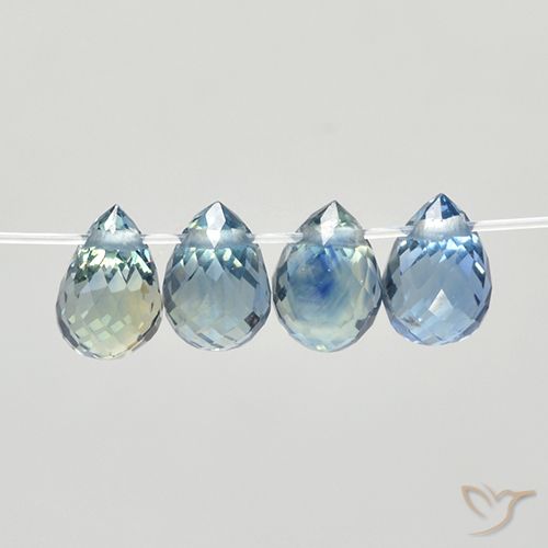 Pastel Blue Сапфир Камень - 0.5ct Бриолет с Отверстием (ID: 501646)
