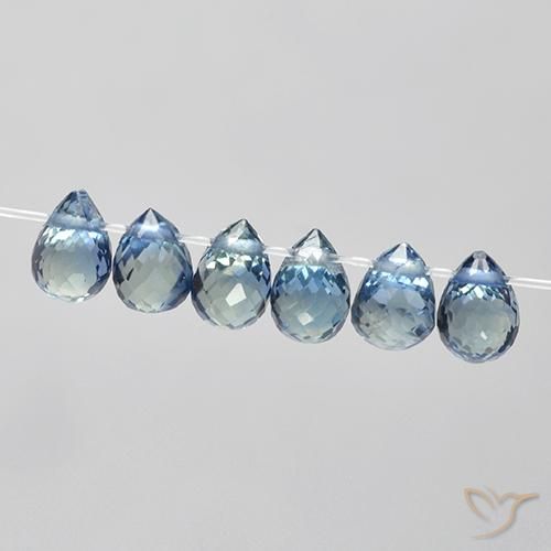 2.18 ctw Blue Sapphire Stones, Natural Sapphire in Briolette with Hole Shape for Sale