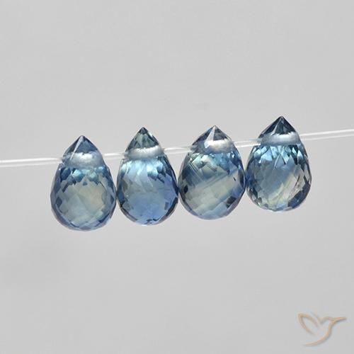 1.78 ctw Blue Sapphire Stones, Natural Sapphire in Briolette with Hole Shape for Sale