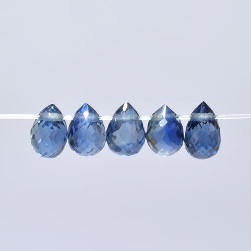 Medium Dark Blue Сапфир Камень - 0.4ct Бриолет с Отверстием (ID: 501653)