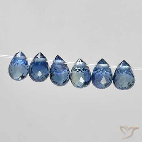 2.20 ctw Blue Sapphire Stones, Natural Sapphire in Briolette with Hole Shape for Sale