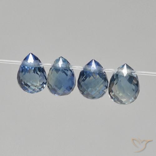 1.31 ctw Blue Sapphire Stones, Natural Sapphire in Briolette with Hole Shape for Sale