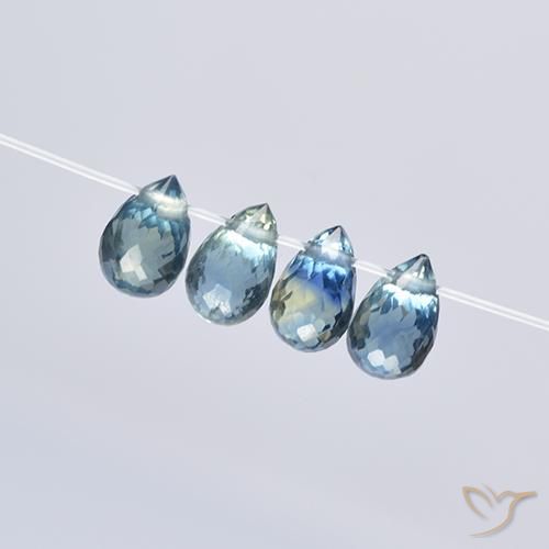 1.84 ctw Blue Sapphire Stones, Natural Sapphire in Briolette with Hole Shape for Sale