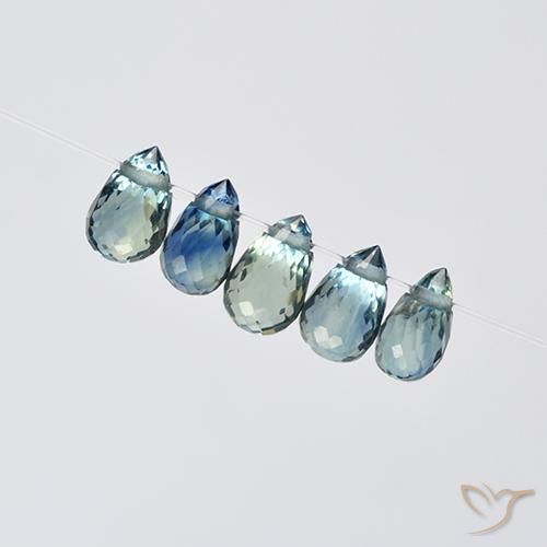 1.96 ctw Multicolor Sapphire Stones, Natural Sapphire in Briolette with Hole Shape for Sale