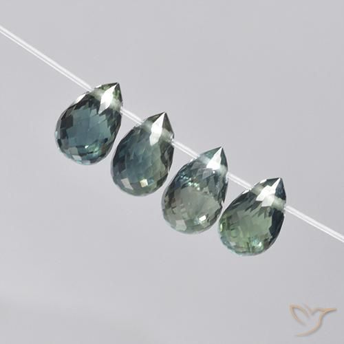 Sapphire Gemstones in 6 x 3.7 mm Size for Sale, Sapphire Stones in Blue-Green Color