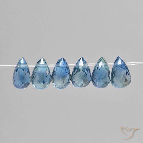 Pastel Blue Сапфир Камень - 0.4ct Бриолет с Отверстием (ID: 501662)