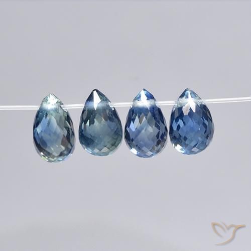 2.82 ctw Blue Sapphire Stones, Natural Sapphire in Briolette with Hole Shape for Sale