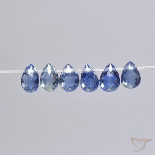 2.49 ctw Blue Sapphire Stones, Natural Sapphire in Briolette with Hole Shape for Sale