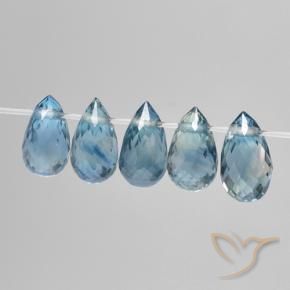 2.12 ctw Blue Sapphire Stones, Natural Sapphire in Briolette with Hole Shape for Sale
