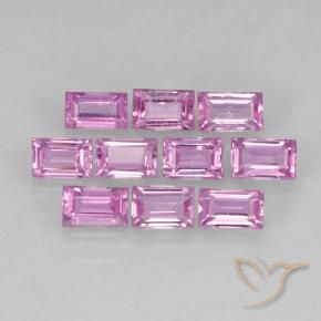 1.18 ctw Pink Sapphire Stones, Natural Sapphire in Baguette Step Cut Shape for Sale