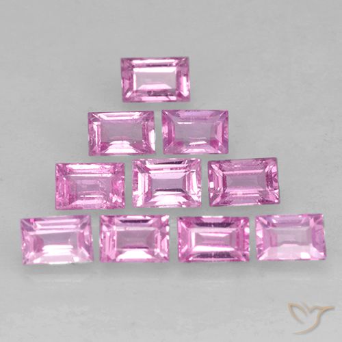 hellrosa Saphir Edelstein - 0.1ct Baquette Treppen-Schliff (ID: 501702)