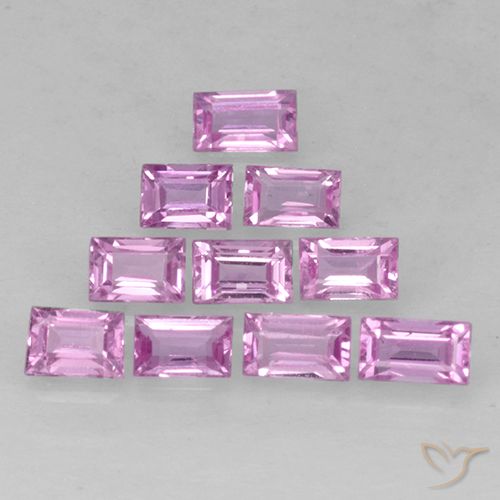 1.19 ctw Pink Sapphire Gemstones, Sapphire Gems in Baguette Step Cut Shape for Sale.