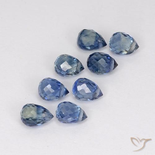 Lotto di 8 pezzi di zaffiro blu taglio briolette Zaffiro - Dimensioni 4,1x2,9 mm, peso 2,66 ct totali / media. 0,33 ct ciascuno, colore: Viola blu chiaro, durezza Mohs 9 adatto per gioielli da indossare ogni giorno , Pietra zodiacale Toro, Photo A