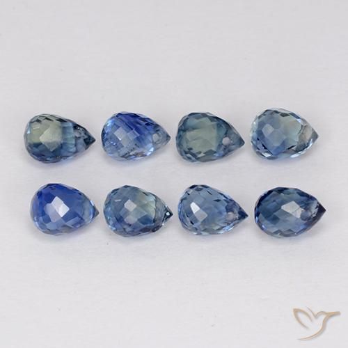 2.66 ctw Blue Sapphire Stones, Natural Sapphire in Briolette with Hole Shape for Sale