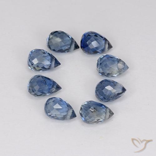 2.57 ctw Blue Sapphire Stones, Natural Sapphire in Briolette with Hole Shape for Sale