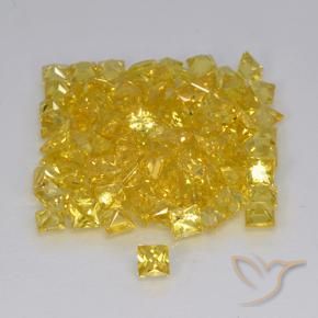 65.08 ctw Golden Sapphire Stones, Natural Sapphire in Princess-Cut Shape for Sale