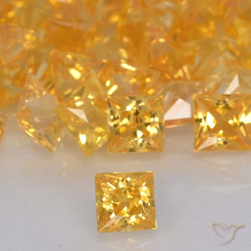 0.18ct Natural Gold Sapphire, Square, VVS-VS