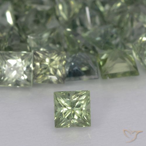 0.22ct Natural Light Sage Green Sapphire, Square, VVS-VS