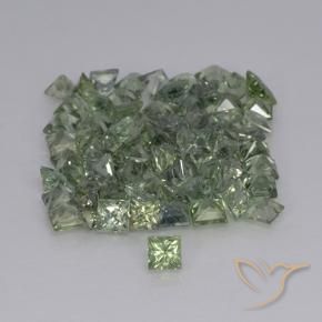 33.25 ctw Green Sapphire Stones, Natural Sapphire in Princess-Cut Shape for Sale