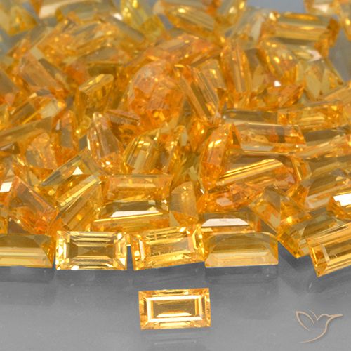 0.26ct Natural Medium Orange Sapphire, Baguette, VVS-VS