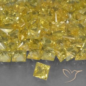 21.53 ctw Yellow Sapphire Stones, Natural Sapphire in Princess-Cut Shape for Sale