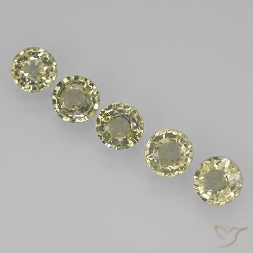 2.18 ctw Yellow Sapphire Stones, Natural Sapphire in Round Facet Shape for Sale