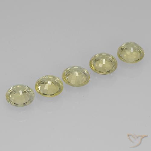 Sapphire Gemstones in 4.5 mm (calibrated) Size for Sale, Sapphire Stones in Light Yellow Color