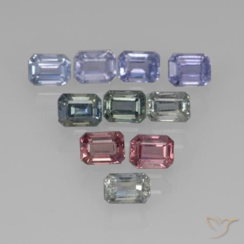3.06 ctw Multicolor Sapphire Stones, Natural Sapphire in Octagon Step Cut Shape for Sale
