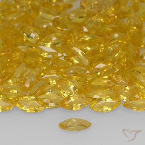 Sapphire Gemstones in 5.1 x 2.4 mm Size for Sale, Sapphire Stones in Golden Color