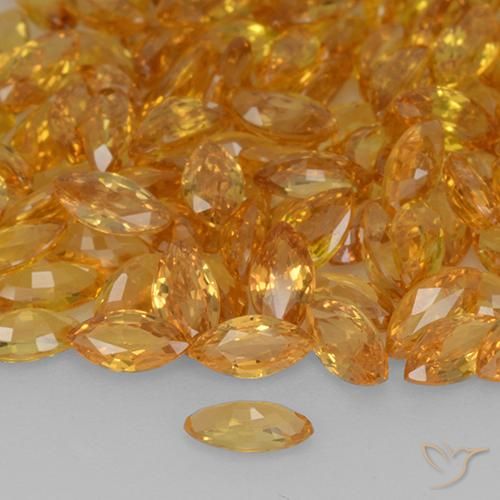 Sapphire Gemstones in 5 x 2.6 mm Size for Sale, Sapphire Stones in Gold Color