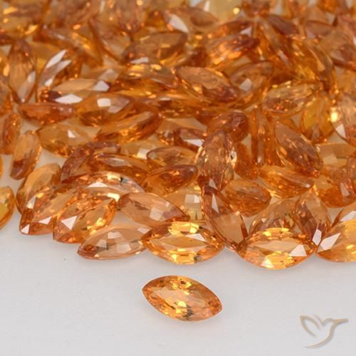 27.55 ctw Orange Sapphire Stones, Natural Sapphire in Marquise Facet Shape for Sale