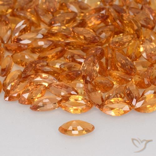 Sapphire Gemstones in 5 x 2.7 mm Size for Sale, Sapphire Stones in Tiger Orange Color