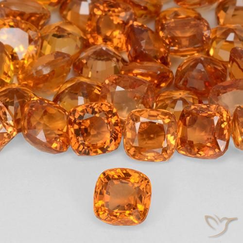 11.33 ctw Orange Sapphire Stones, Natural Sapphire in Cushion-Cut Shape for Sale