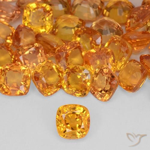14.62 ctw Orange Sapphire Gemstones, Sapphire Gems in Cushion-Cut Shape for Sale.