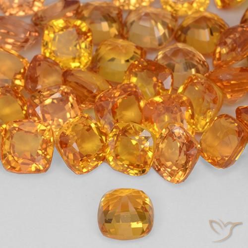 Sapphire Gemstones in 4 x 4 mm (calibrated) Size for Sale, Sapphire Stones in Bright Orange Color