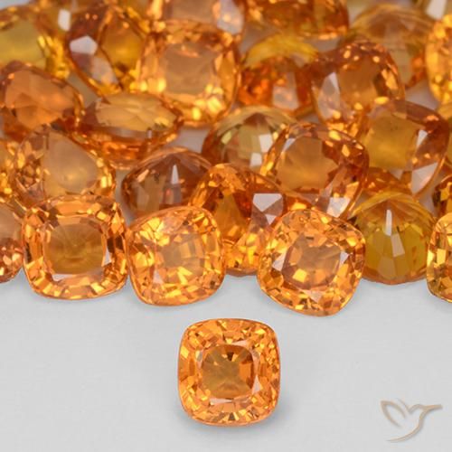 0.52ct Natural Bright Orange Sapphire, Cushion, VVS-VS