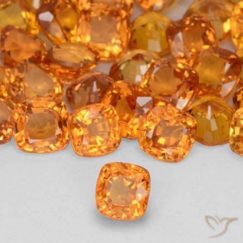 15.53 ctw Orange Sapphire Stones, Natural Sapphire in Cushion-Cut Shape for Sale