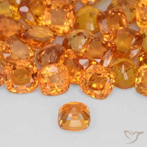 Sapphire Gemstones in 4 x 4 mm (calibrated) Size for Sale, Sapphire Stones in Bright Orange Color