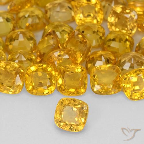 18.10 ctw Golden Sapphire Stones, Natural Sapphire in Cushion-Cut Shape for Sale