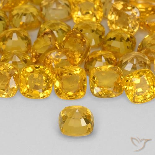 Sapphire Gemstones in 4.4 x 4.3 mm Size for Sale, Sapphire Stones in Golden Color