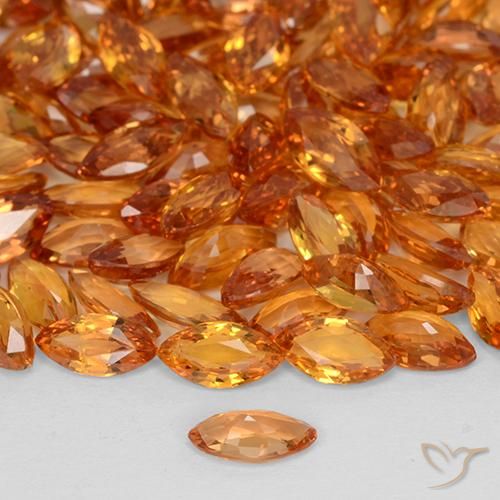 Sapphire Gemstones in 4.9 x 2.6 mm Size for Sale, Sapphire Stones in Bright Orange Color